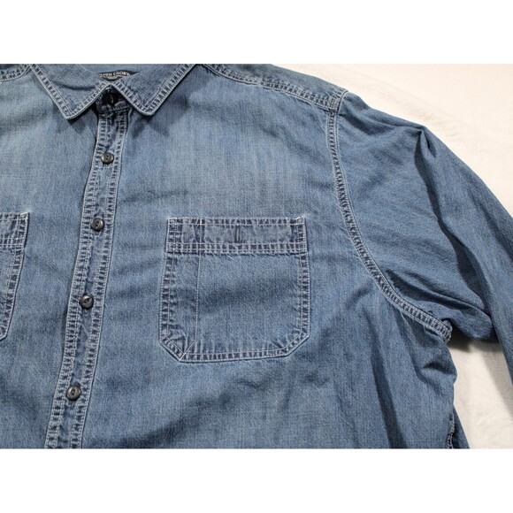 Faded Glory Denim Button Up Shirt Mens Size 2XL Blue Long Sleeve EUC - Picture 7 of 13